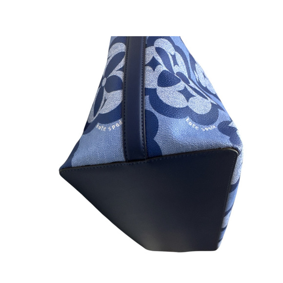 Kate Spade Tote Bag Womens Large Blue Spade Flower Monogram Outerspace KF650 NWT - Picture 11 of 14